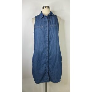 Paige Denim Sleeveless Button Down Shirt Mini Dress